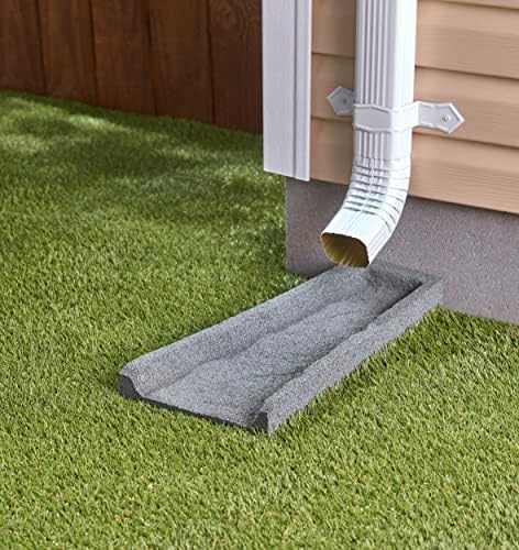 Rubberific Premium Rubber Downspout Splash Block, Rain Guard, Stone Textured Drain Extender (3 Pack, Gray)