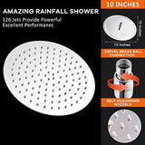 NearMoon Rain Shower Head, Ultra-Thin Design-Pressure Boosting, Awesome Some Experience, High Flow Stainless Steel Rainfall Head (10 Inch, Chrome Finish)