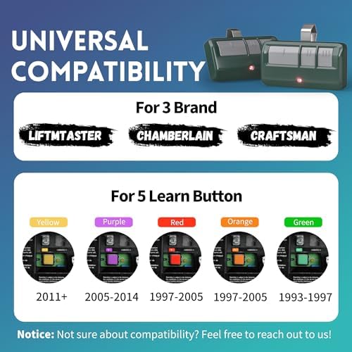 2 for Chamberlain LiftMaster Craftsman Garage Door Opener Remote 893LM 893Max 971LM Universal, Green