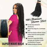 AIVICO Super Wave Bulk Human Hair 100% Unprocessed Brazilian Virgin Human Hair Extensions Bundles for Braiding Hair Wet and Wave Micro Human Hair(1Pack-4PCS, 18inch Natural Black)