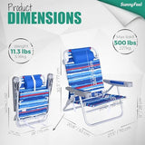 SUNNYFEEL Extra Wide Low Beach Chair 2 Pack 5 Position Lay Flat 500 LBS Heavy Duty, XL Oversized Folding Camping Chairs with Cup Holder for Outdoor/Sand, Portable Backpack Beach Chair for Adults