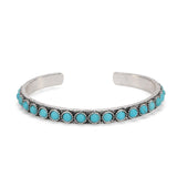 Montana West Women Silver Single Row Round Turquoise Open Cuff Bracelet