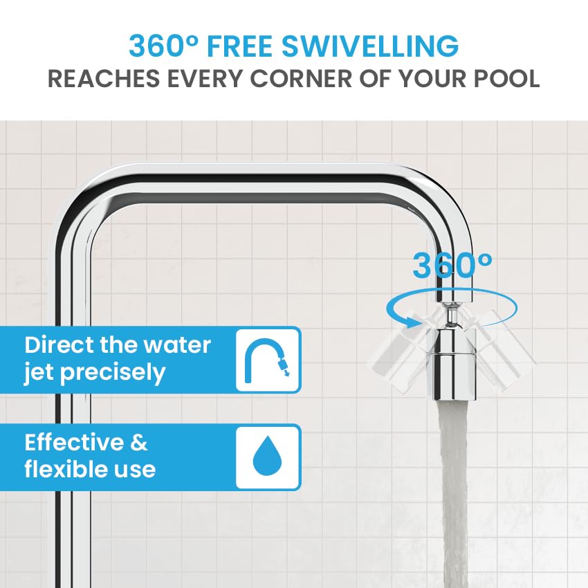 Bächlein Universal Faucet Attachment in Chrome with Two Jet Types - Swivel Aerator for Kitchen Faucets