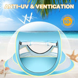 Baby Beach Tent with Baby Hat, Pop Up Toddler Travel Tent with Sun Hat for Boys or Girls, Sun Shade for Toddler Camping, Infant Portable Sun Shade, Summer Beach Baby (Blue Baby Tent with Hat)