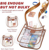 3 Pockets Large Clear Bag for Stadium Events with 2 Long Straps Purse for Women Crossbody Bag Concert Stadium Approved