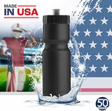 50 Strong Sports Water Bottles – Reusable 22 oz BPA-Free Plastic Bottles with Pull Top Cap – Made in USA – Top Rack Dishwasher Safe – Fits Most Bike Cages Brand