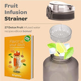 Hydracy Water Bottle with Time Marker -Large BPA Free Water Bottle & No Sweat Sleeve -Leak Proof Gym Bottle with Fruit Infuser Strainer & Times to Drink -Ideal for Fitness Sports & Outdoors