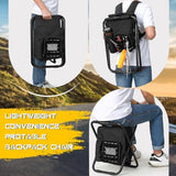 MOZETO Backpack Stool Cooler Chair with Molle Pocket and American Flag Patche, Portable Folding Fishing Stool for Outdoor Walking Hiking Camping