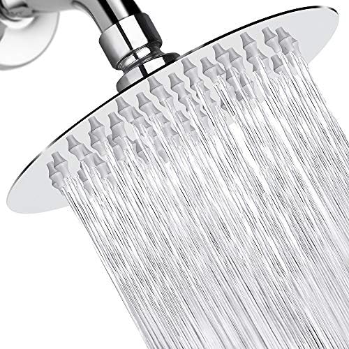 NearMoon Rain Shower Head, Ultra-Thin Design-Pressure Boosting, Awesome Some Experience, High Flow Stainless Steel Rainfall Head (6 Inch,Chrome Finish)