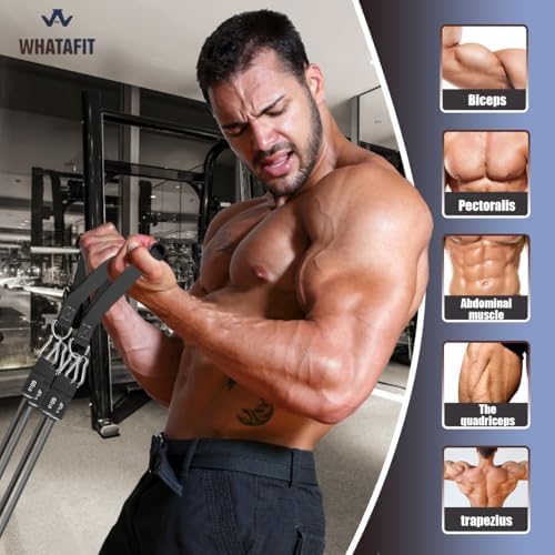 WHATAFIT Resistance Bands, Exercise Bands，Resistance Bands for Working Out, Work Out Bands with Handles for Men and Women Fitness, Strength Training Home Gym Equipment