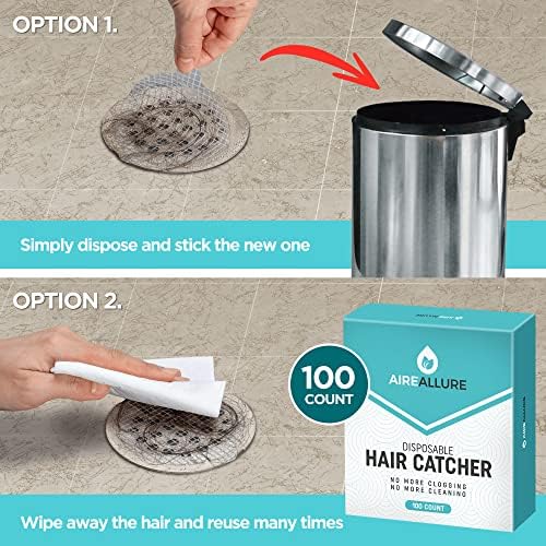 100 Pack, Disposable Shower Drain Hair Catcher Mesh Stickers