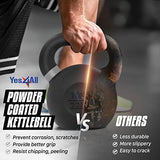 Yes4All Powder Coated Cast Iron Kettlebell Strength Training Kettlebells Weight Set for Full Body Workout, Home Gym