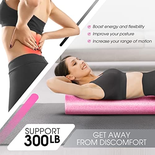 Yes4All High-Density Round Back Roller Foam, Exercise Foam Roller for Yoga, Pilates & Stretching - 12, 18, 24, 36 inch