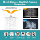 Cobbe 12 Inch All Metal 3-Way Rain Shower Head, High Pressure Shower Head, Dual Shower Heads with Handheld Spray Combo - 9 Spray Filtered Shower Head, Brushed Nickel