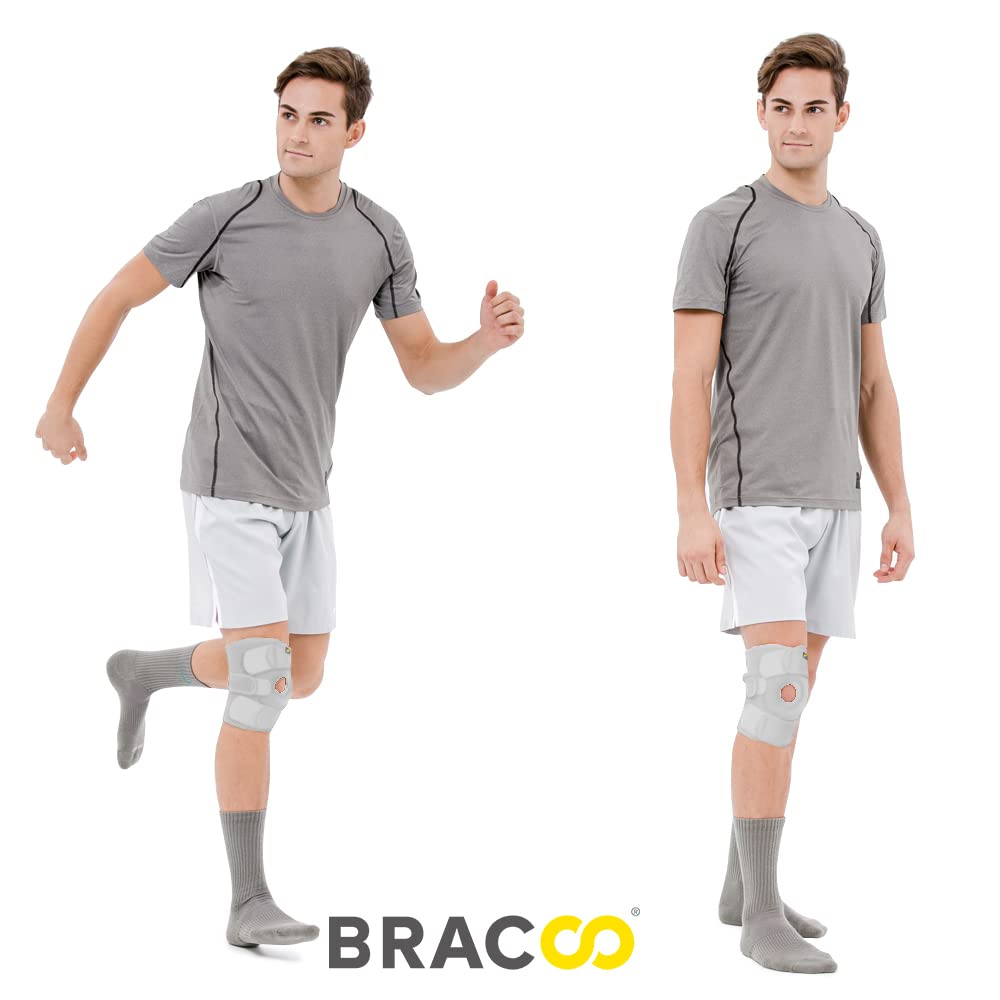 Bracoo Knee Support Brace for Men Women, Adjustable Compression Sleeve Wrap Patellar Pad Tendon - Arthritis Pain, meniscus tear, Injury Recovery, Running, Workout, KS10