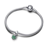 Pandora Four Leaf Clover Dangle Charm - Gift for Her - Sterling Silver with Man-Made Crystals - with Present Box