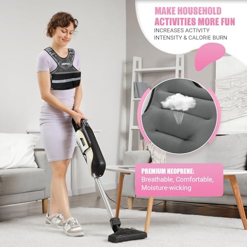 Adjustable Weighted Vest for Women, 6-12 Lbs Rucking Vest with 6 Ironsand Weights, Best Weighted Vest with Plus Pockets & Reflective Strips for Running, Walking, Workout and Strength Training