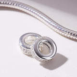 925 Sterling Silver Spacer Charm Bead for Pandora Charms Bracelets (4pcs Clear CZ Stoppers)