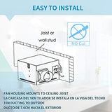 Tech Drive Very-Quiet 70 CFM, 2.0 Sone Bathroom Ventilation and Exhaust Fan With LED light 4000K 600LM(70CFM),Ceiling Mounted Fan,Easy to Install