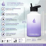 HYDRO CELL Stainless Steel Insulated Water Bottle with Straw - For Cold & Hot Drinks - Metal Vacuum Flask with Screw Cap and Modern Leakproof Sport Thermos for Adults (Lavender/White 64oz)