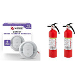 Kidde Smoke Detector with LED Indicators, Fire Extinguisher for Home 1-A:10-B:C Dry Chemical Extinguisher 2 Pack