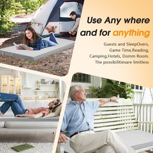 CYMULA Camping Cot Mattress 2in Memory Foam Sleeping Pad,Soft Warm Non-Slip Camping Mattress Topper with Retaining for Adults,Portable Roll up Mattress Pad for Travel (75 x30)（only Mattress）