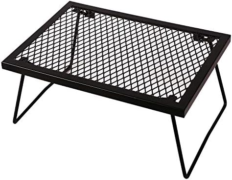 Folding Campfire Grill Grate, Portable Heavy Duty Steel Over Fire Camp Grill for Outdoor Camping Cooking Fire Pit, Black