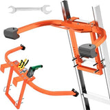 Ladder Stabilizer, Thickened Heavy Duty Steel Ladder Stabilizer with Wing Span/Wall Extension Accessory, Secure and Stable Ladder Standoff Arms for Roof Gutter with Anti-Slip Rubber Feet & Tool Tray