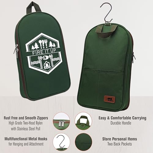 BOMKI Grilling & Camping Cookware - BBQ & Camp Cooking Set, Green Pro