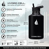 HYDRO CELL Stainless Steel Insulated Water Bottle with Straw - For Cold & Hot Drinks - Metal Vacuum Flask with Screw Cap and Modern Leakproof Sport Thermos for Adults (Black 64oz)