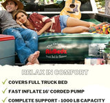 AirBedz by Pittman Outdoors - Lite Full Size Short Truck Bed Air Mattress, Green - 6-6.5' Long, with Portable DC Air Pump