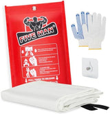 Emergency Fire Blanket for Home Kitchen -40"x40"- Flame Fiberglass Fire Blankets for House Camping Car Office School Emergency Survival Safety - with Blanket Hook and Glove (1-pcs)