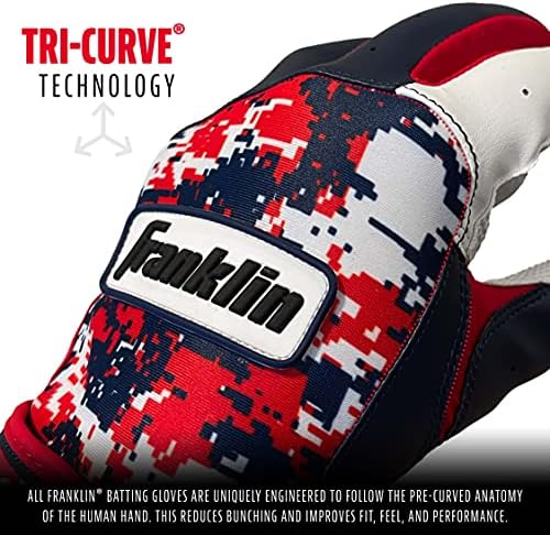 Franklin Sports MLB Youth Batting Gloves - Digitek Camo Baseball + Softball - Premium Leather - Many Sizes + Colors - Youth