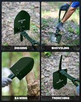 DARTMOOR Camping Shovel, 24" Larger Folding Shovel with Saw Edge, Portable Outdoor Survival Snow Shovel for Off Road Camping Hiking Digging Backpacking, Car Emergency, Entrenching Tool, Green