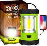 Camping Lantern, 3000LM LED Rechargeable Battery Operated Lantern, 5 Light Modes, COB Waterproof Lantern Flashlight, Camping Light for Power Outage, Hurricane, Survival, Hiking