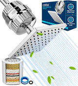 Cobbe High Pressure Filtered Shower Head Combo, Rain Shower Head with 20 Stage Shower Head Filter for Hard Water - Adjustable Replacement Remove Chlorine and Harmful Substances, Chrome