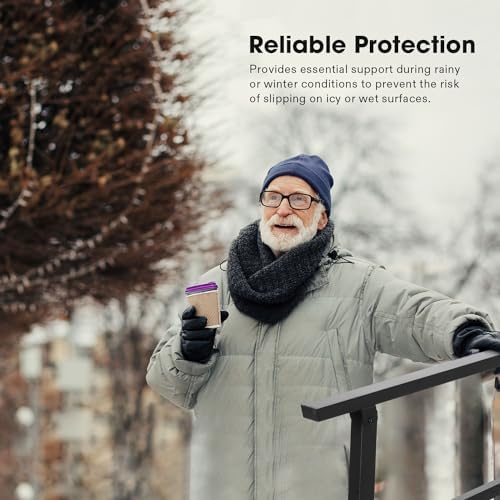 VIVOSUN Outdoor Handrail, 2 Step Stair Handrail, 26" × 36" Fits 1 to 2 Steps, Wrought Mattle Iron Handrail for Concrete Steps, Porch Steps, One-Step Assembly, Black