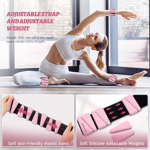 Wrist Ankle Weights Set of 2(1 lb/2 lbs Each) Adjustable Weights Training Intensity for Strength Training Walking Running Yoga Pilates Jogging for Women Men