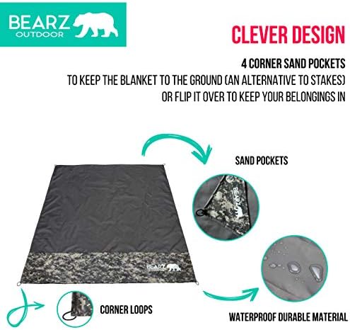 Pocket Blanket - Beach Blanket Waterproof Sandproof, Picnic Blankets Waterproof Foldable, Lightweight & Compact for Hiking, Camping, Travel, Festival Accessories