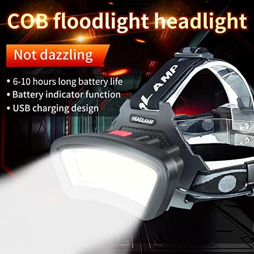 DARKBEAM COB Floodlight Headlamp USB Rechargeable with Red Light, 2000 Lumen LED Headlight - Car Maintenance and Night Construction 6-10 Hours Long Battery Life