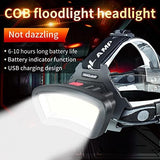 DARKBEAM COB Floodlight Headlamp USB Rechargeable with Red Light, 2000 Lumen LED Headlight - Car Maintenance and Night Construction 6-10 Hours Long Battery Life