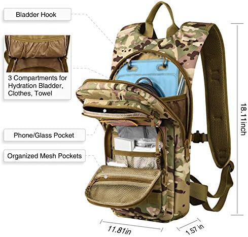 NOOLA Hydration Backpack with 3L TPU Water Bladder, Tactical Molle Water Backpack for Men Women, Hydration Pack for Hiking, Biking, Running and Climbing