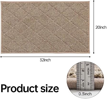 COSY HOMEER Edging Stair Treads Non-Slip Corner Indoor Stair Runners for Wooden Steps,Landing Slip Resistant Stair Rugs for Kids and Dogs, 100% Polyester TPE Backing,Beige,20"X32"