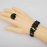 CSY Elegant Costume Jewelry Sets for Wedding Party Prom (Black)