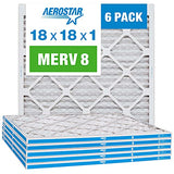 Aerostar 18x18x1 MERV 8 - 6 Count - High Efficiency Pleated HVAC, Furnace & Air Conditioner Filters - Removes Dust, Lint, Mold & Allergy-Causing Pollen