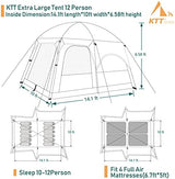 KTT Extra Large Tent 10-12-14 Person(B),Family Cabin Tents,2 Rooms,3 Doors and 3 Windows with Mesh,Straight Wall,Waterproof,Double Layer,Big Tent for Outdoor,Picnic,Camping,Family Gathering