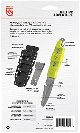 GEAR AID Akua Blunt Tip Paddle Knife with Serrated 3” Blade and Sheath