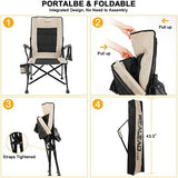 REALEAD Heated Camping Chairs - Fully Padded - Heavy Duty Folding Chairs for Outside, Supports 400 lbs, Portable Outdoor Camp Chairs for Sport Events, Concert, Beach