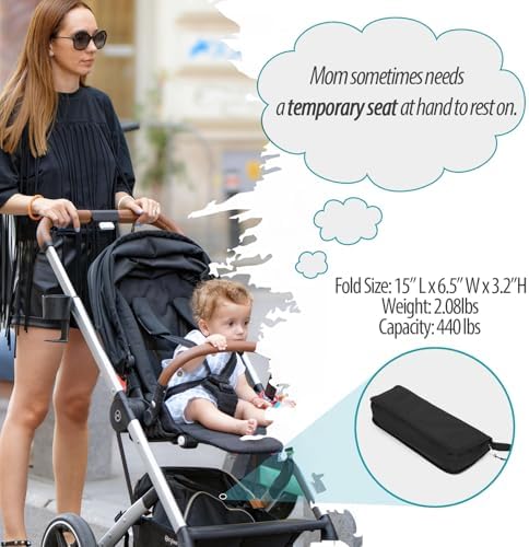 Heavy Duty 16" Folding Stool - 440LB Capacity Lightweight Aluminum Alloy, 2.08lbs Collapsible Camping Chair for Outdoor, BBQ, Travel