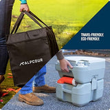 Alpcour Portable Toilet – Compact Indoor & Outdoor Commode w/Travel Bag for Camping, RV, Boat – Piston Pump Flush, 5.3 Gallon Waste Tank, Built-In Pour Spout & Washing Sprayer for Easy Cleaning